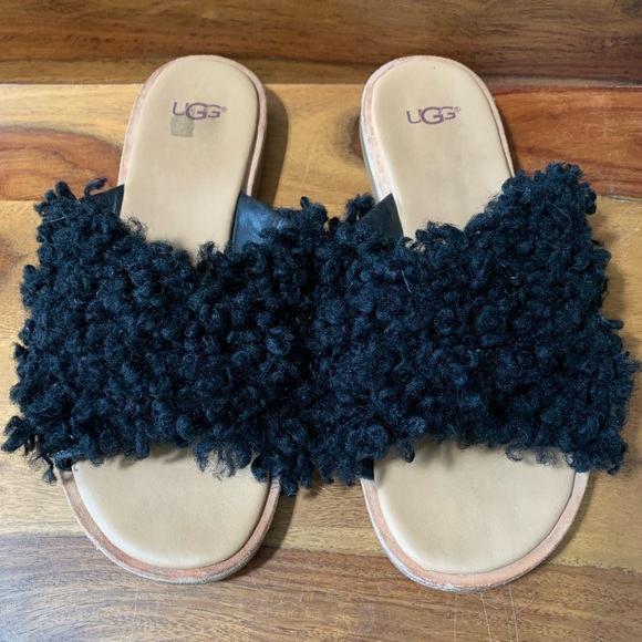 UGG Shoes - UGG Black Sherpa Slides